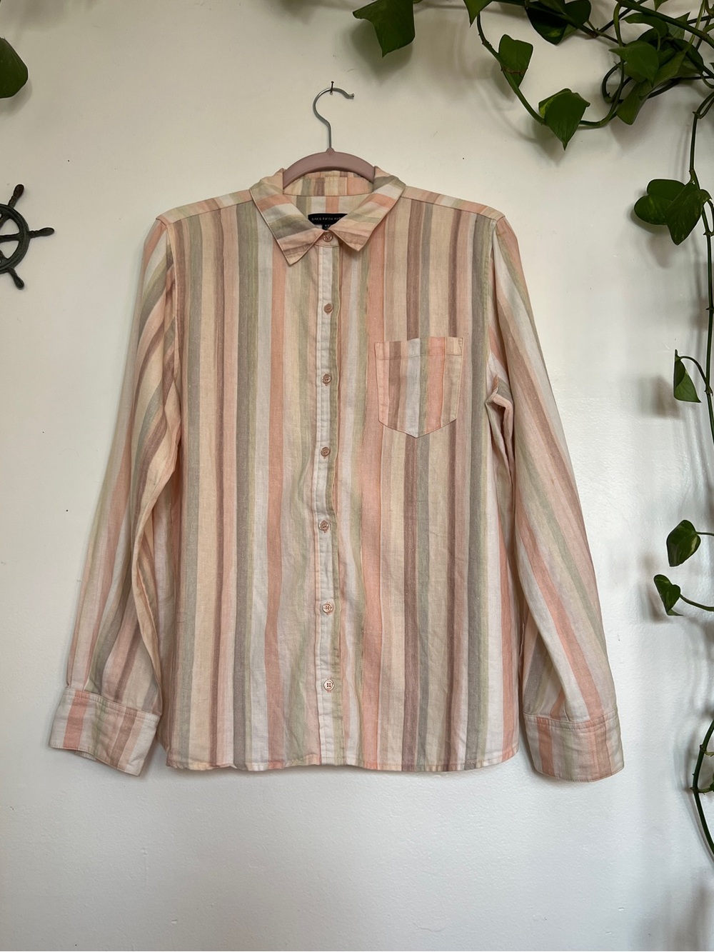 Striped Pastel Button-Up Shirt Saks Fifth Avenue